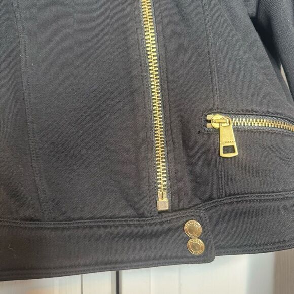Burberry Brit Women’s Black Gold Hardware Moto Motorcycle Zip Jacket US Size 8 - Picture 5 of 9